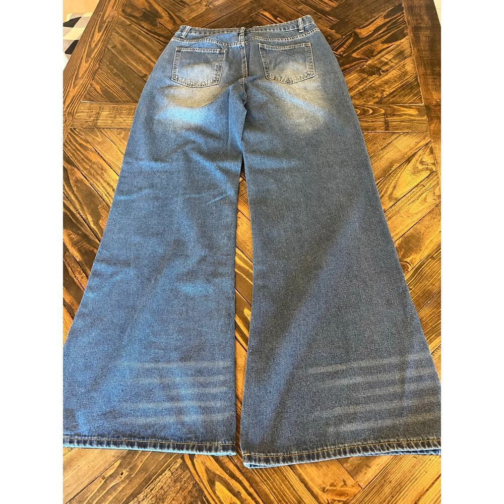Wide Leg Jeans Women Large 30 Inch Waist Grunge Gorpcore Oversized Hippie Boho - Picture 3 of 10